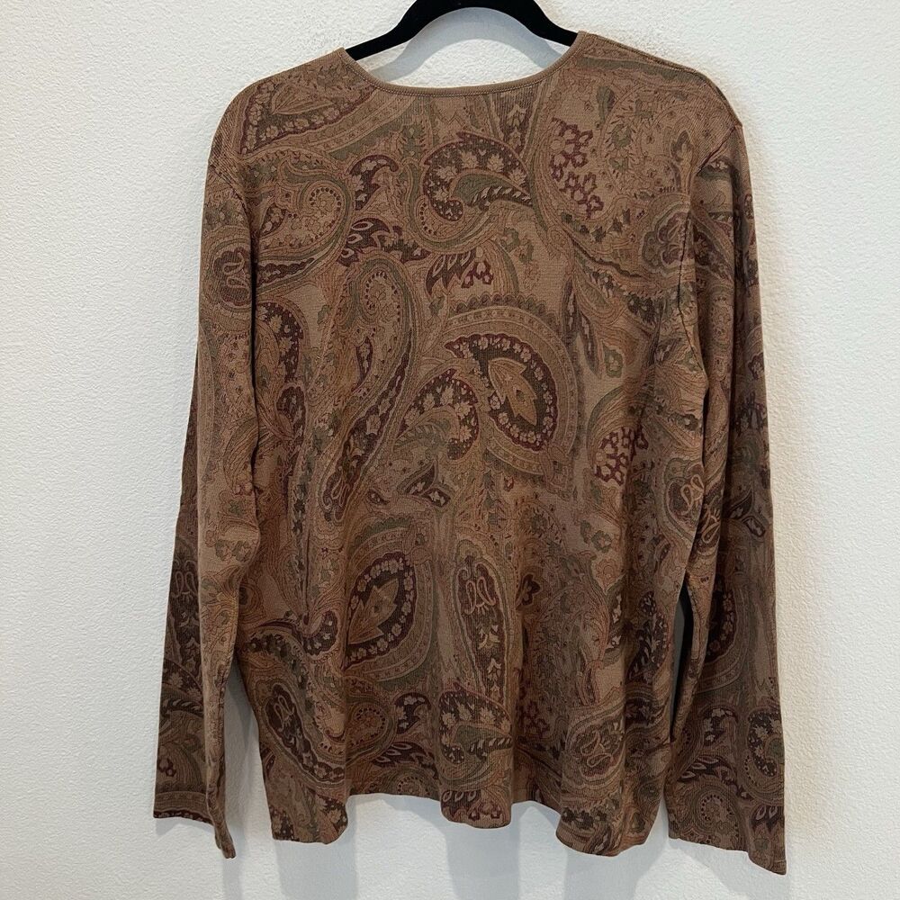 Vintage Lauren Ralph Lauren Women’s Paisley Long Sleeve Top 3XL Academia Preppy - Picture 4 of 6